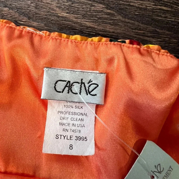 Cache Black and Orange Patterned Midi Dress - Picture 5 of 11